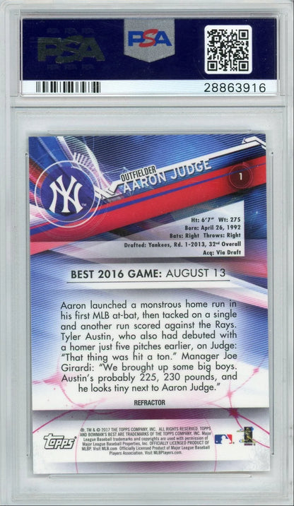 Aaron Judge 2017 Bowman's Best Purple Refractor RC PSA 10 #'d 152/250
