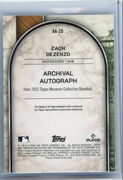 Zach Dezenzo 2025 Topps Museum Collection Rookie Autograph #'d 4/15