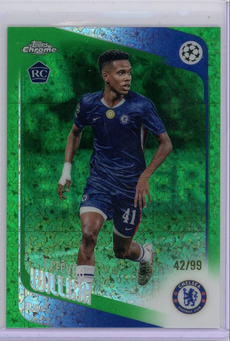 Estevao Willian 2026 Topps Chrome Green mini diamond ref. RC #'d 42/99