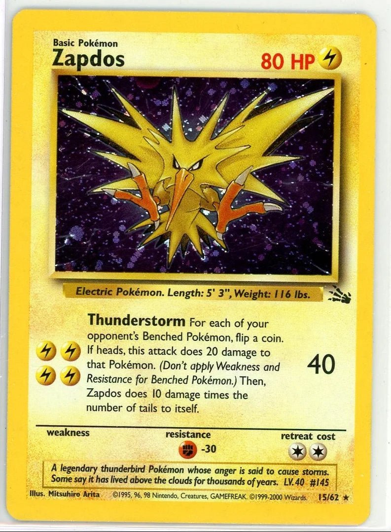 Zapdos Pokémon Fossil Holo #15/62 (LP)