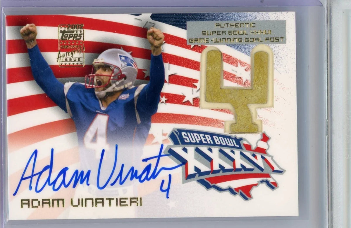 Adam Vinatieri 2002 Topps Super Bowl XXVI Goal Post Relic Auto