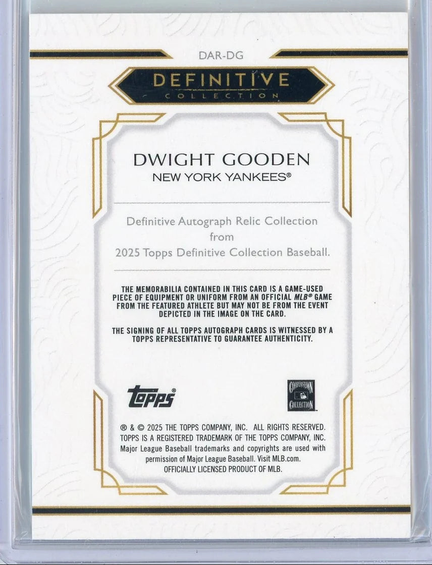Dwight Gooden 2025 Topps Definitive Autographed Relic #'d /25