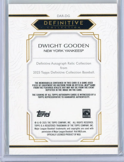 Dwight Gooden 2025 Topps Definitive Autographed Relic #'d /25