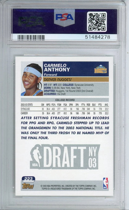 Carmelo Anthony 2003 Topps Rookie Card PSA 10