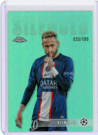 Neymar Jr. 2026 Topps Chrome Silenced Aqua Refractor #'d 035/199