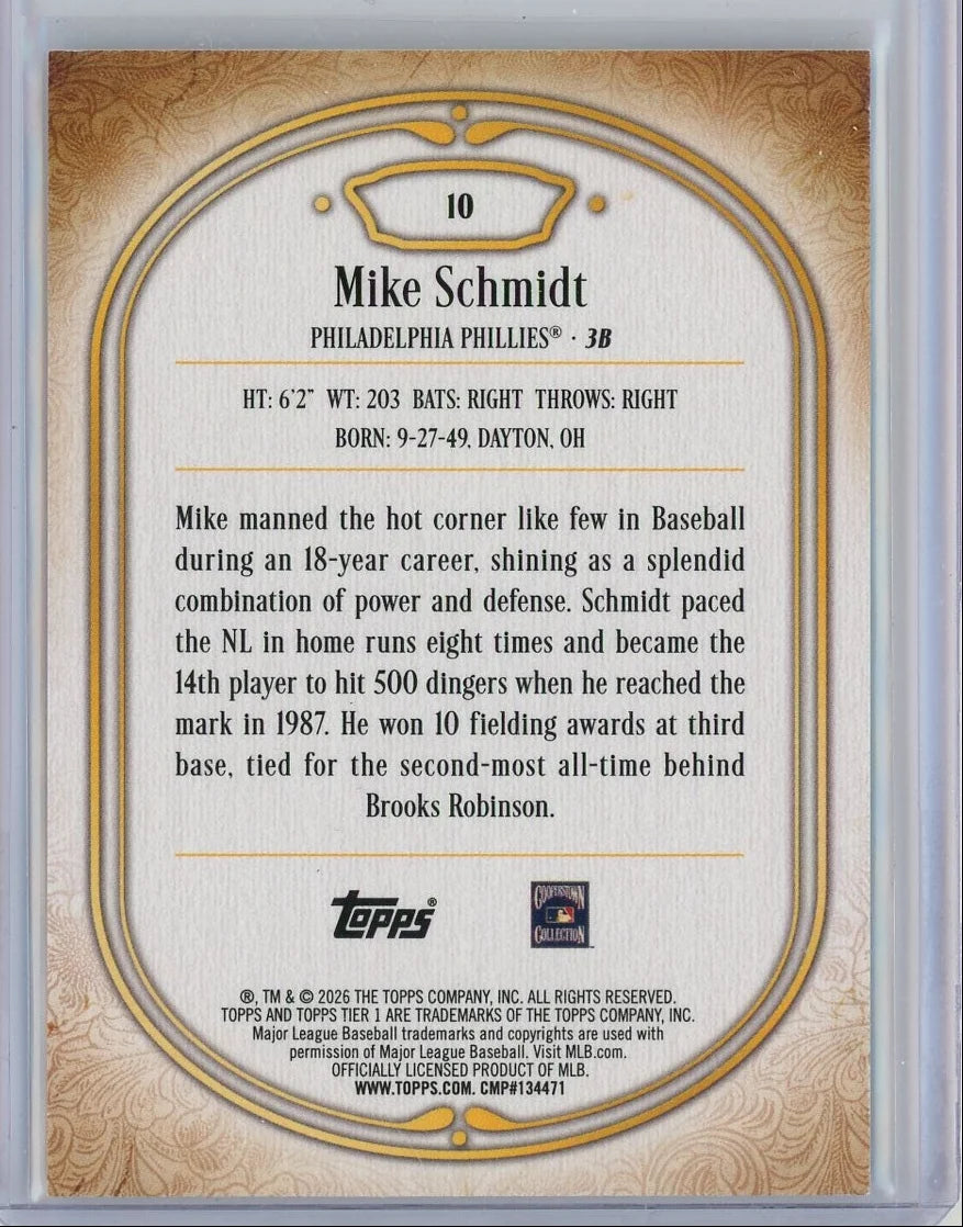 Mike Schmidt 2026 Topps Tier One Purple Foil #'d /50