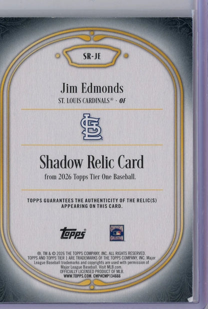 Jim Edmonds 2026 Topps Tier One Shadow Relic #SR-JE #'d /99