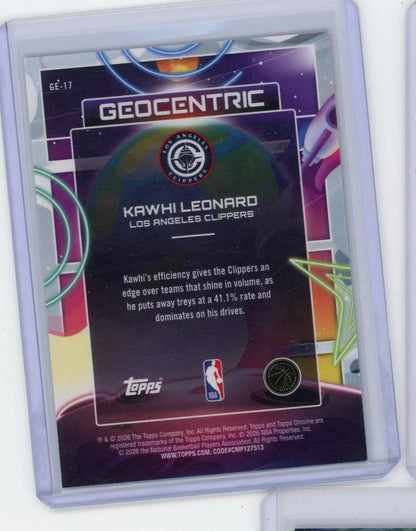 Kawhi Leonard 2025-26 Topps Chrome Cosmic Geocentric Orange Flare Refractor #'d 15/25