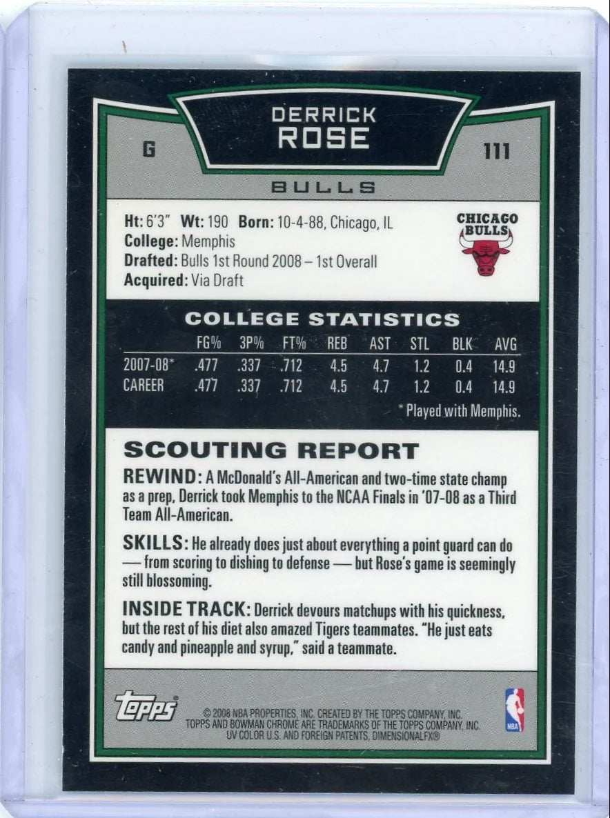 Derrick Rose 2008 Bowman Chrome Rookie Card