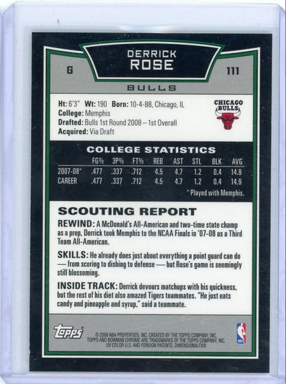 Derrick Rose 2008 Bowman Chrome Rookie Card