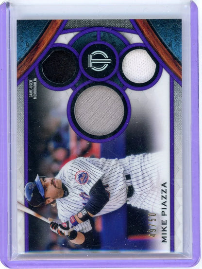 Mike Piazza 2021 Topps Tribute Triple Relic Purple #'d 49/50