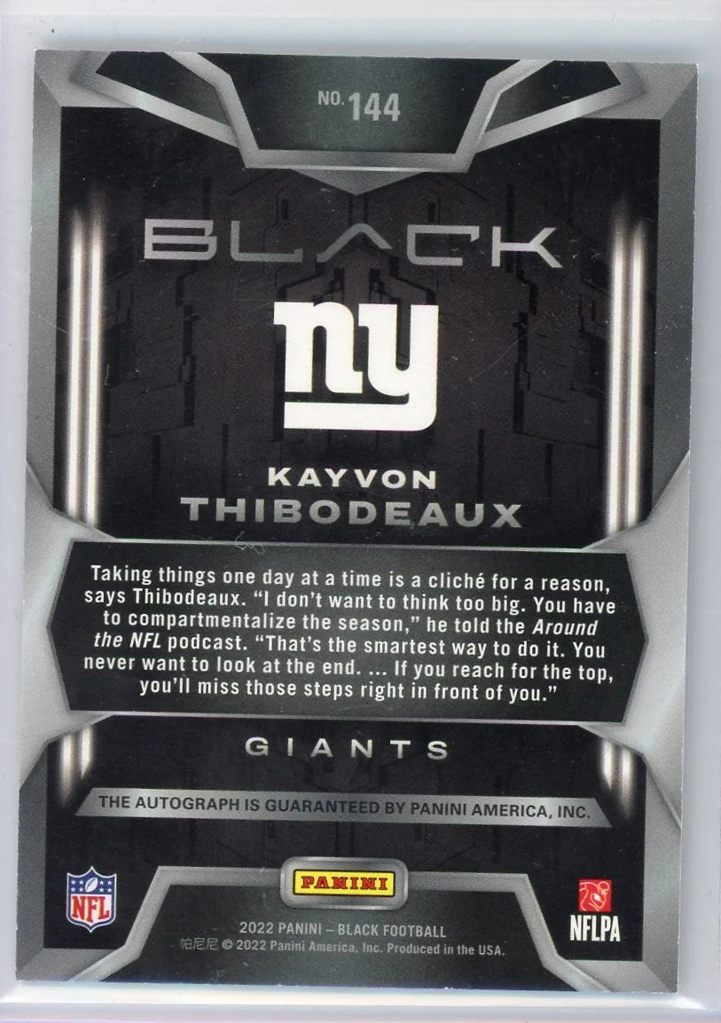 Kayvon Thibodeaux 2022 Panini Black autograph #'d 008/199