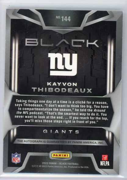 Kayvon Thibodeaux 2022 Panini Black autograph #'d 008/199