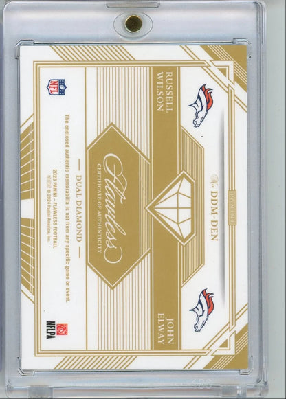Russell Wilson John Elway 2023 Panini Flawless Dual Diamond Memorabilia Nike Swoosh #'d 1/2
