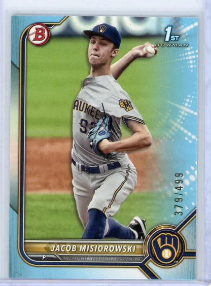 Jacob Misiorowski 2022 Bowman Baseball 1st Bowman Aqua #'d 379/499