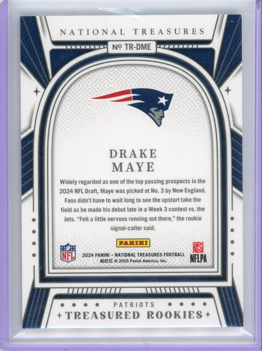 Drake Maye 2024 Panini National Treasures Treasured Rookies #'d 03/25