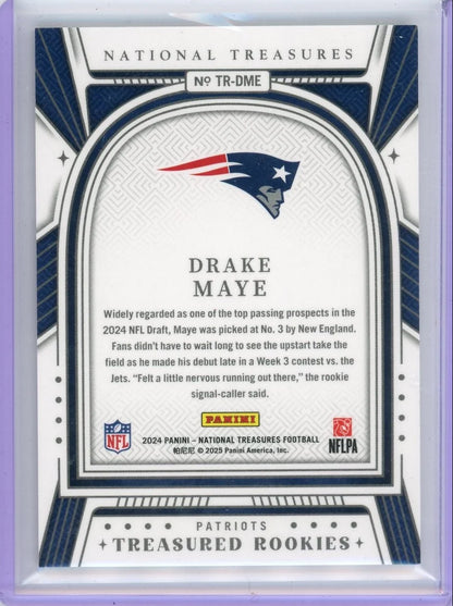 Drake Maye 2024 Panini National Treasures Treasured Rookies #'d 03/25