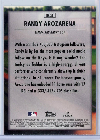 Randy Arozarena 2023 Topps Update Series Home Field Advantage SSP