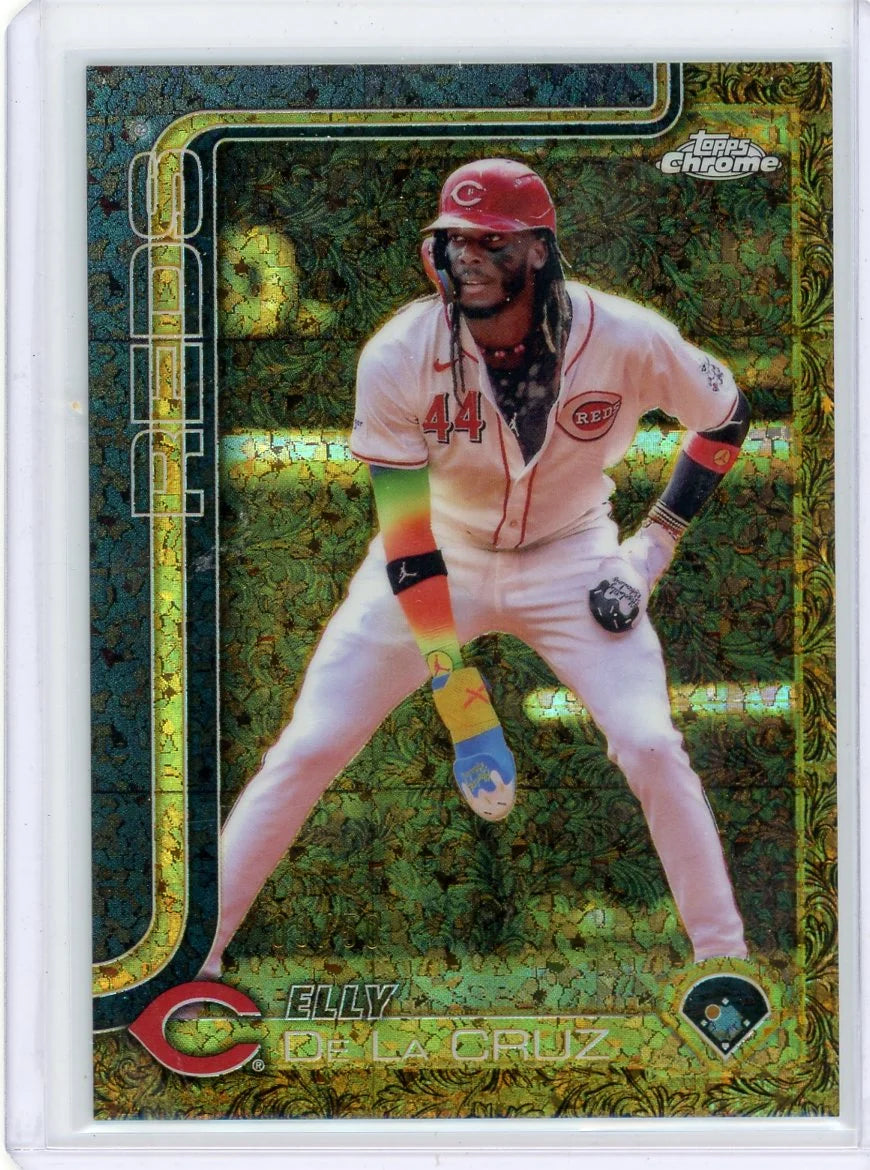 Elly De La Cruz 2025 Topps Chrome Gilded Gold Mini Diamond #'d 09/50