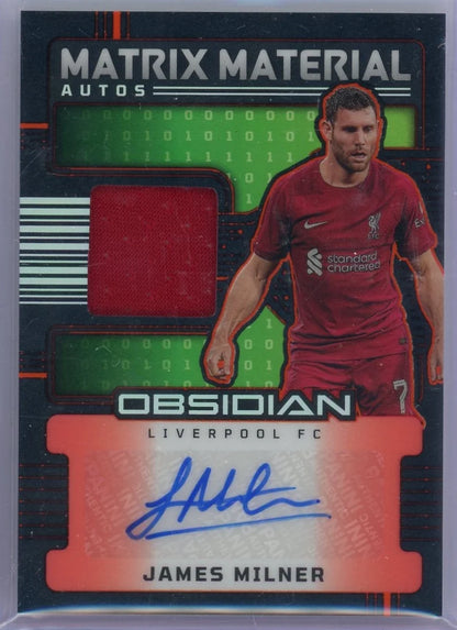 James Milner 2025-26 Panini Obsidian Matrix Material patch autograph #'d 27/99