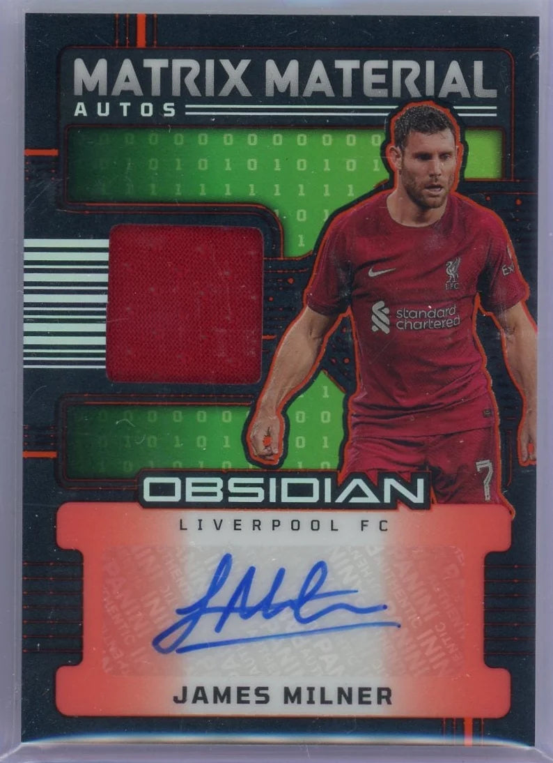 James Milner 2025-26 Panini Obsidian Matrix Material patch autograph #'d 27/99