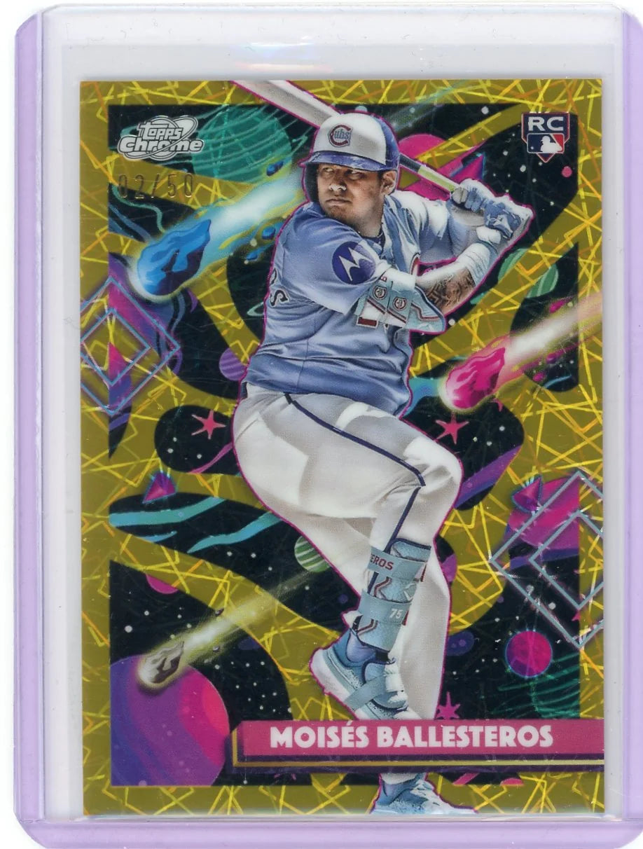 Moises Ballesteros 2025 Topps Chrome Cosmic Gold Interstellar Refractor RC #'d 02/50
