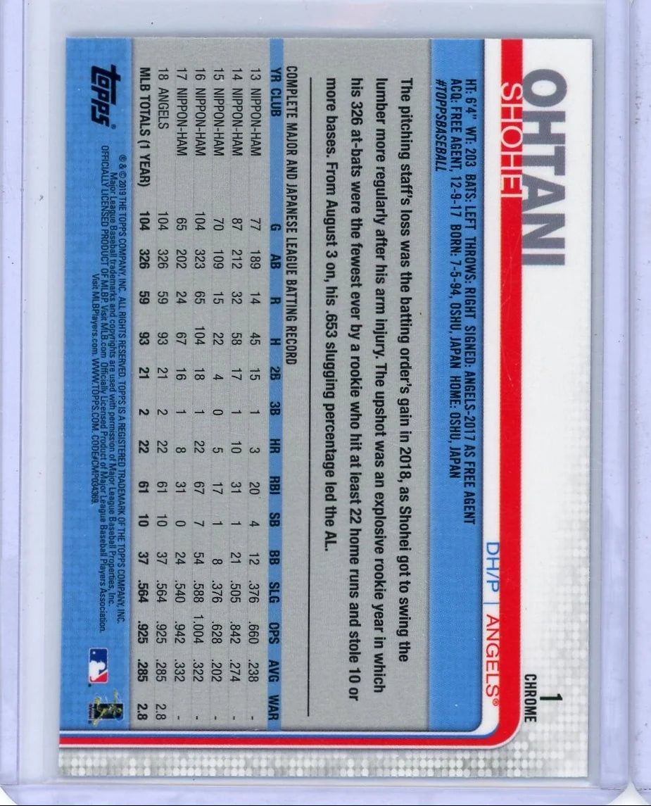 Shohei Ohtani 2019 Topps Chrome #1