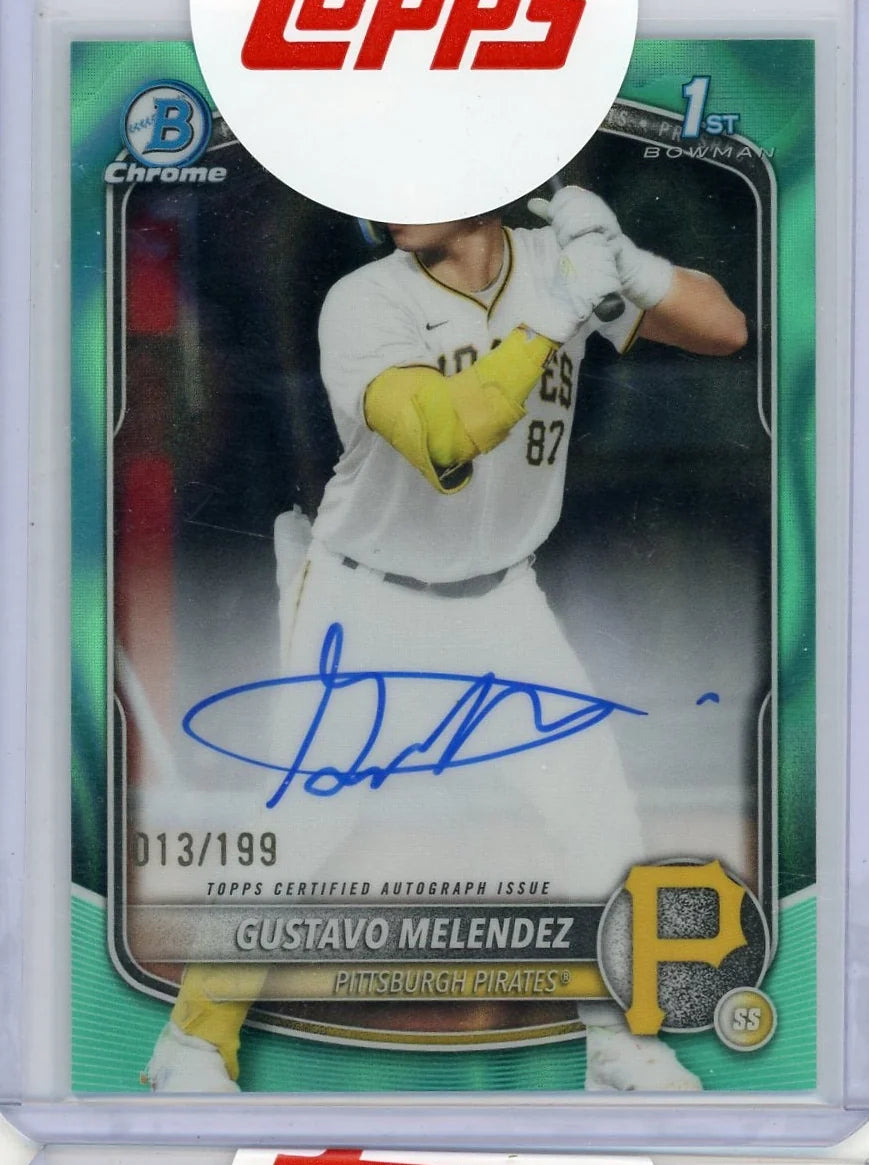 Gustavo Melendez 1st Bowman Chrome Aqua Lava Refractor Autograph #'d 013/199