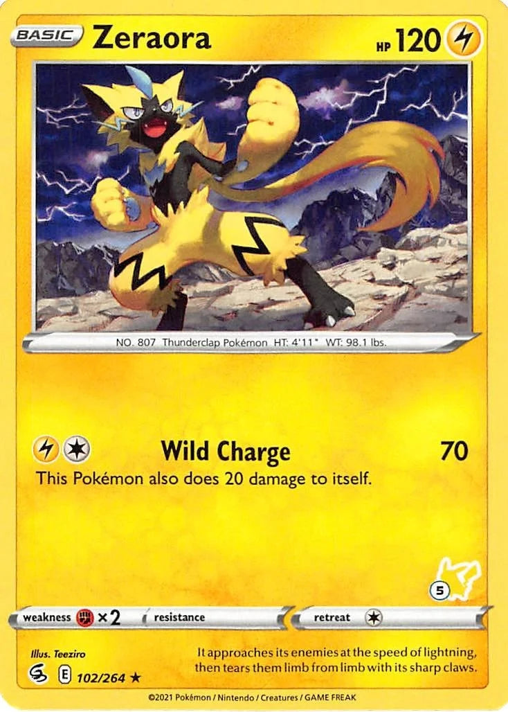 Zeraora - 102/264 (#5 Pikachu Stamped) (102/264) (Battle Academy 2022) (BA22)