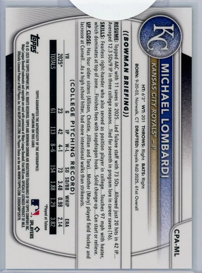 Michael Lombardi 1st Bowman Chrome Autograph