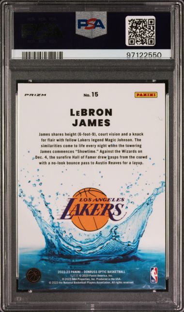 LeBron James 2022 Panini Donruss Optic Splash Purple Prizm PSA 10