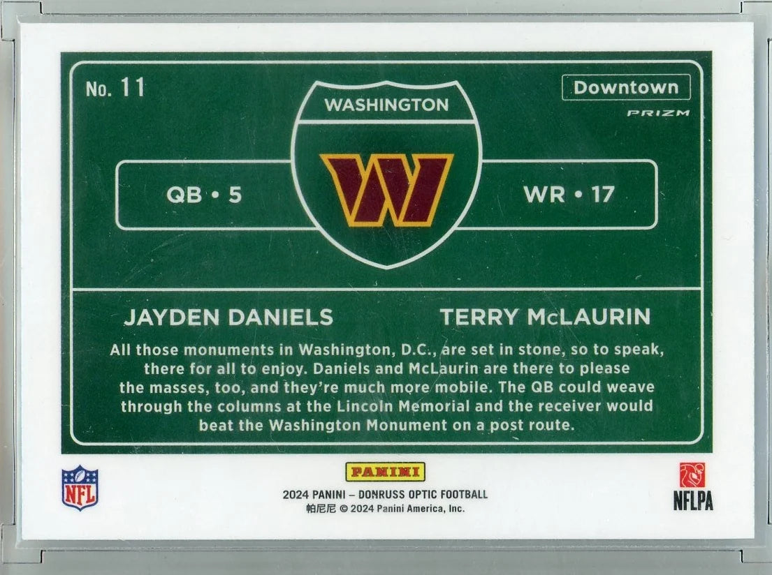 Jayden Daniels / Terry McLaurin 2024 Panini Donruss Optic Dual Downtown