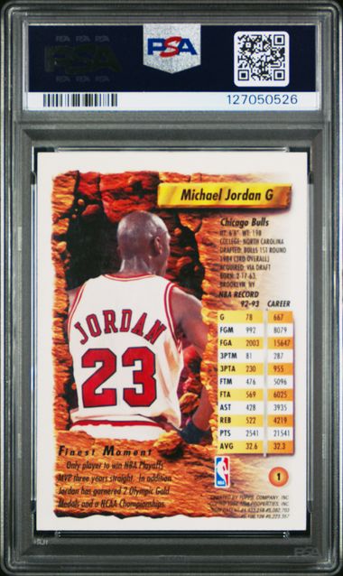 Michael Jordan 1993 Topps Finest #1 PSA 8