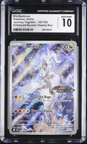 N's Reshiram Pokémon Journey Together Enhanced Booster Box Promo #167/159 CGC 10