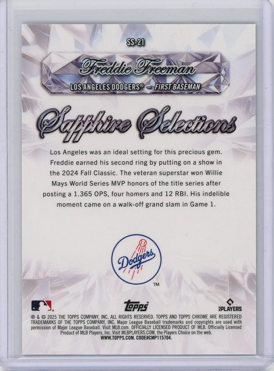 Freddie Freeman 2025 Topps Chrome Update Sapphire Selections Orange #'d 23/25