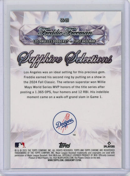 Freddie Freeman 2025 Topps Chrome Update Sapphire Selections Orange #'d 23/25