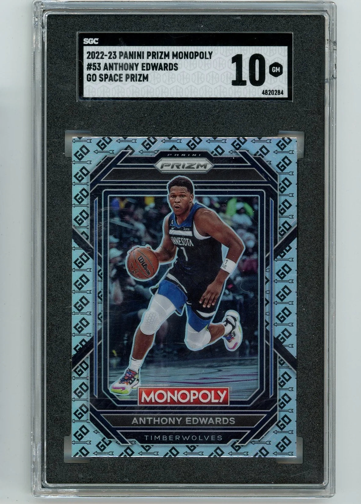 Anthony Edwards 2022-23 Panini Prizm Monopoly Go Space Prizm SGC 10