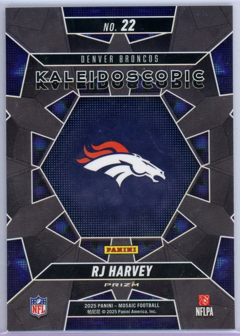 RJ Harvey 2025 Panini Mosaic Kaleidoscopic rookie card
