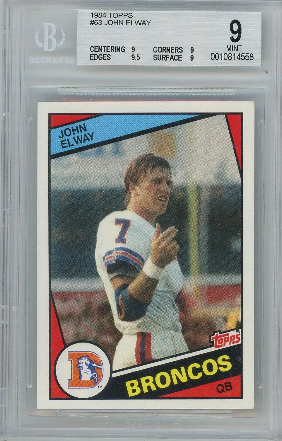 John Elway 1984 Topps Rookie Card #63 BGS 9