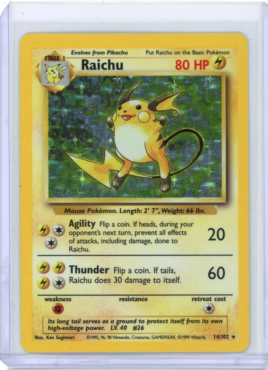Raichu 1999 Pokémon Base Set Holo #14/102 LP