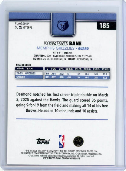 Desmond Bane 2025 Topps Basketball Red Foil #'d 2/5