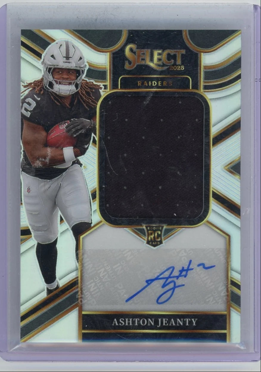 Ashton Jeanty 2025 Panini Select Jumbo Rookie Signature Swatches RPA #'d 090/249