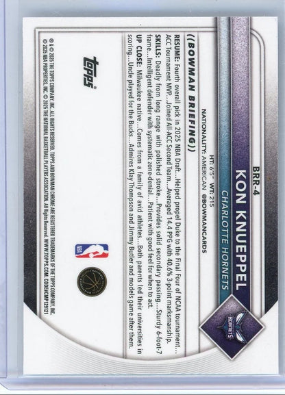 Kon Knueppel 2025 Bowman Chrome Refractor Red Shield RC