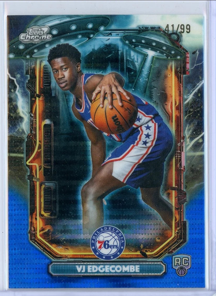 VJ Edgecombe 2025 Topps Cosmic Chrome Extra Terrestrial Blue Moon #'d 41/99
