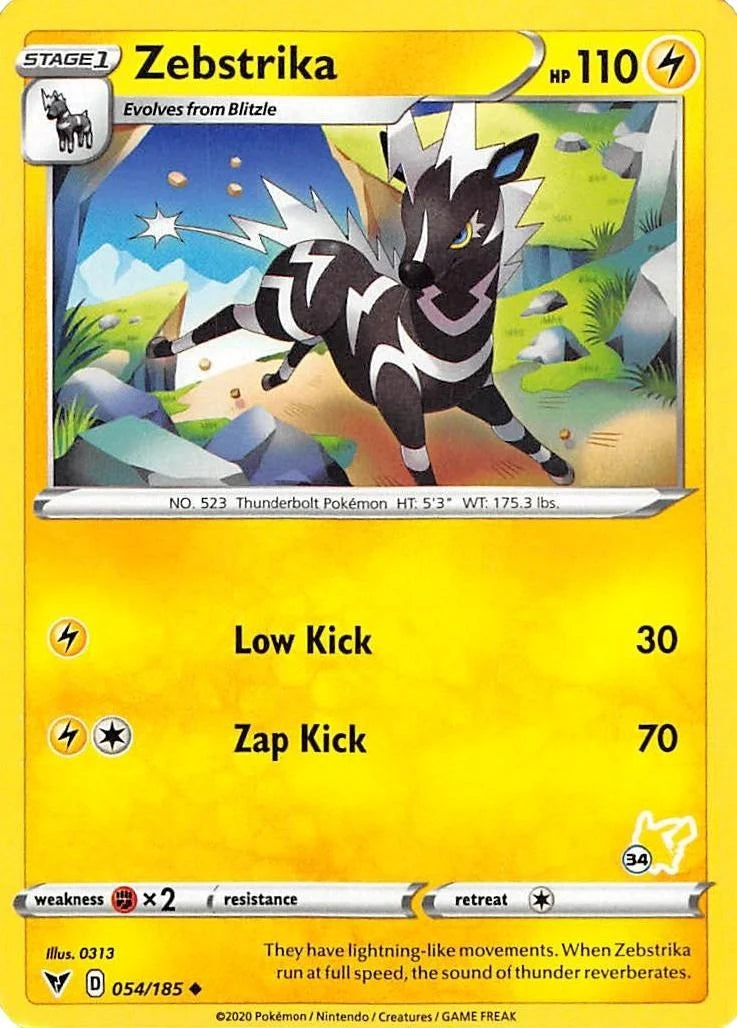 Zebstrika - 054/185 (#34 Pikachu Stamped) (054/185) (Battle Academy 2022) (BA22)