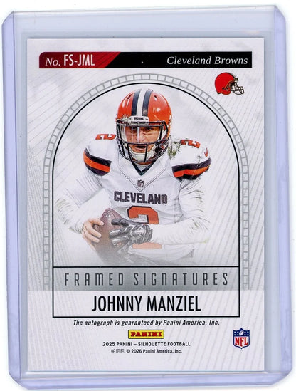 Johnny Manziel 2025 Panini Silhouette Framed Signatures Auto #'d 014/199