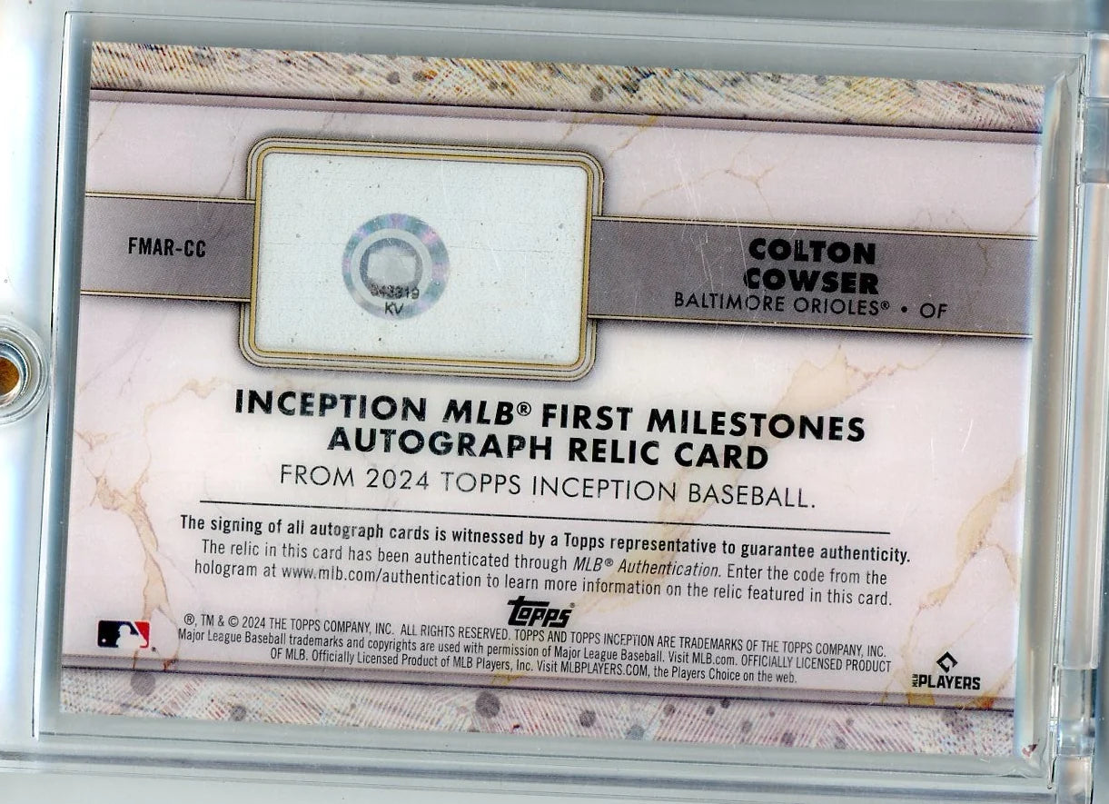 Colton Cowser 2024 Topps Inception First Milestones RPA #'d 61/99