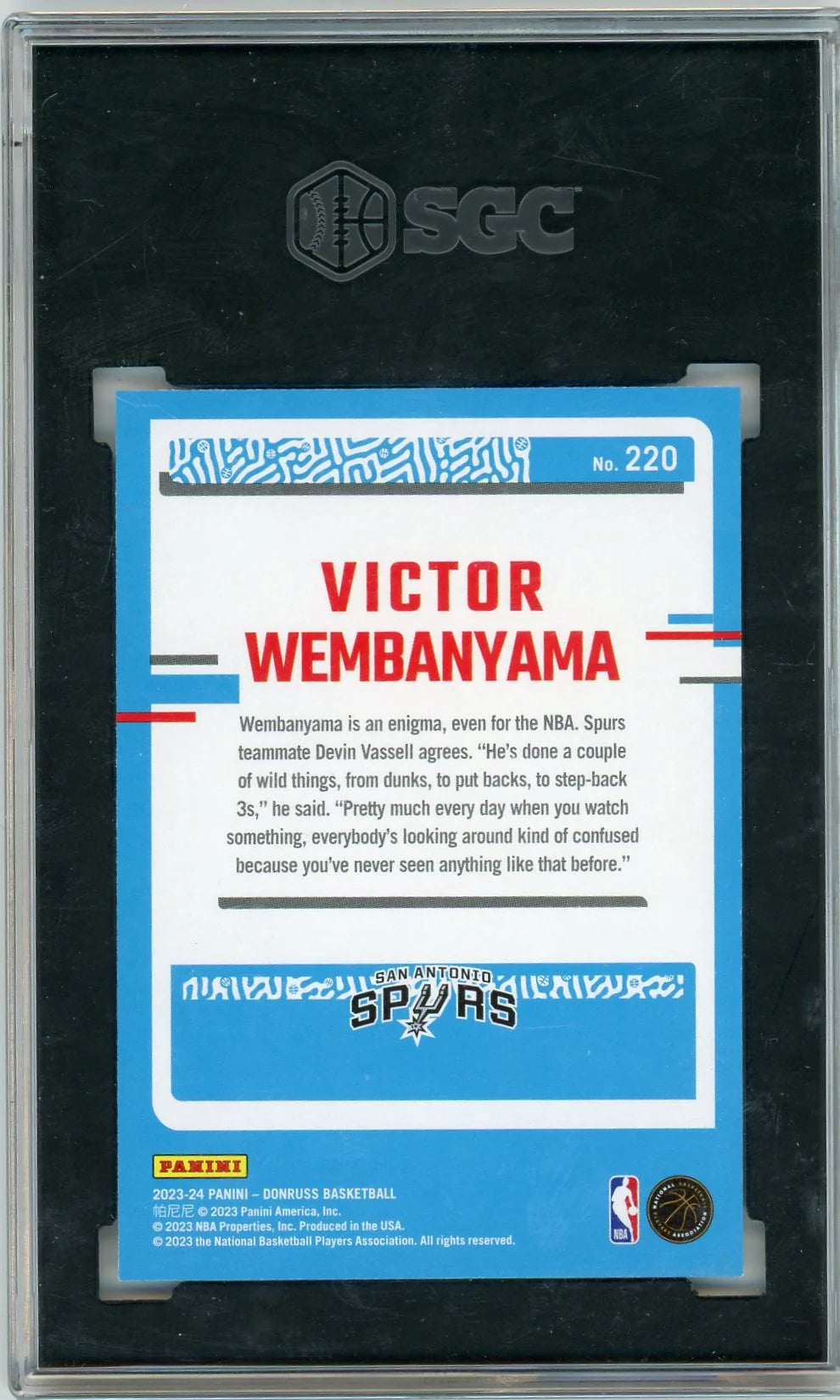 Victor Wembanyama 2023-24 Panini Donruss Rated Rookie SGC 10