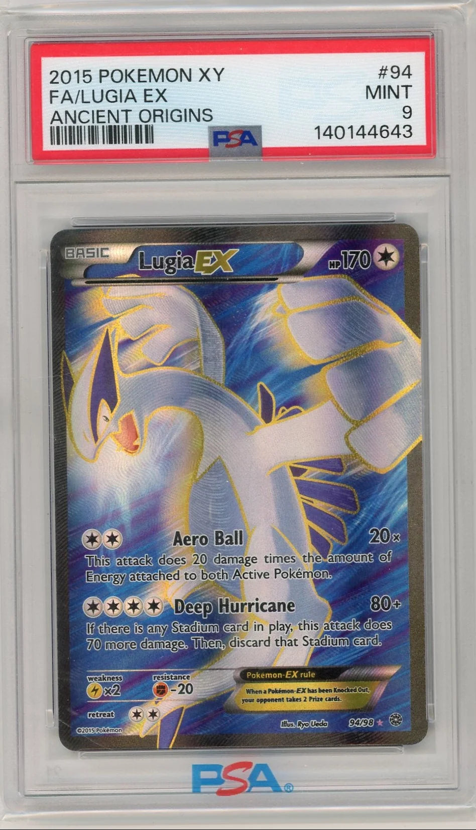 Lugia EX  2015 Pokemon Ancient Origins PSA 9
