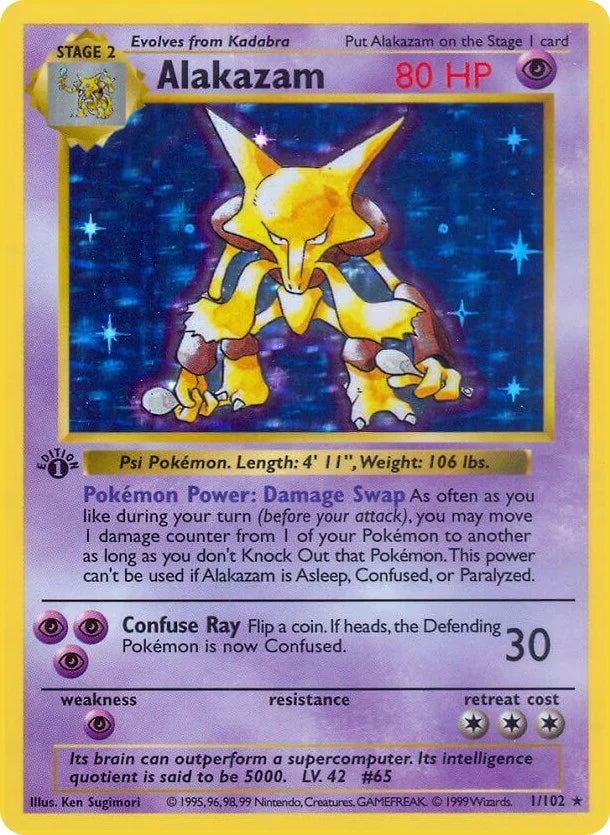 Alakazam (001/102) (Base Set (Shadowless)) (BSS)